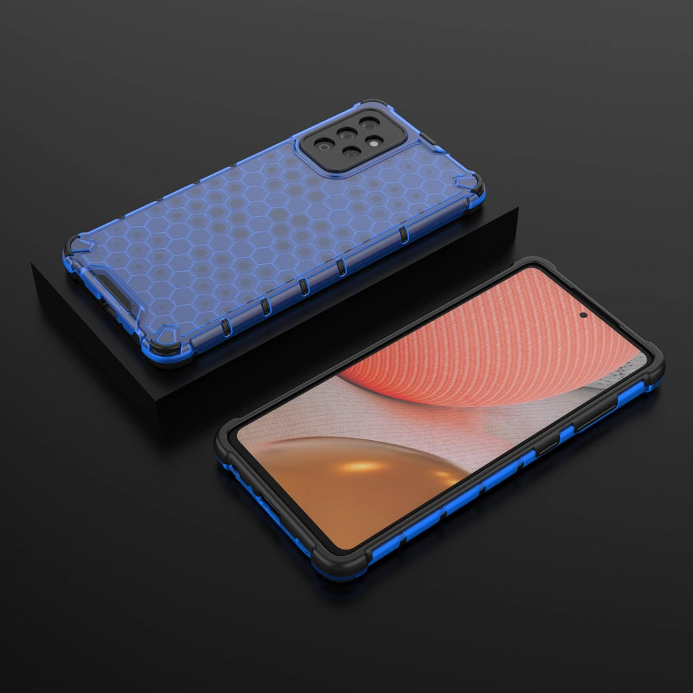 Honeycomb Case rustning med TPU Bumper til Samsung Galaxy A72 4G blå