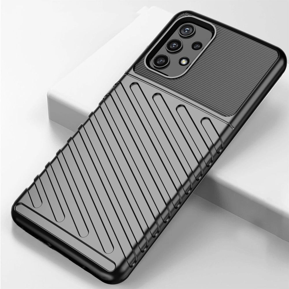 Thunder Case Flexible Tough Rugged Cover TPU Case til Samsung Galaxy A72 4G sort