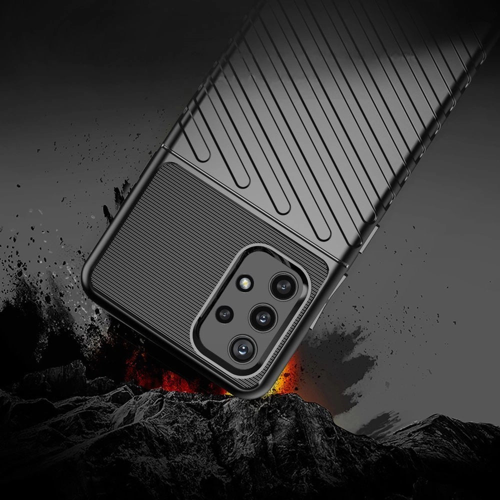 Thunder Case Flexible Tough Rugged Cover TPU Case til Samsung Galaxy A72 4G sort