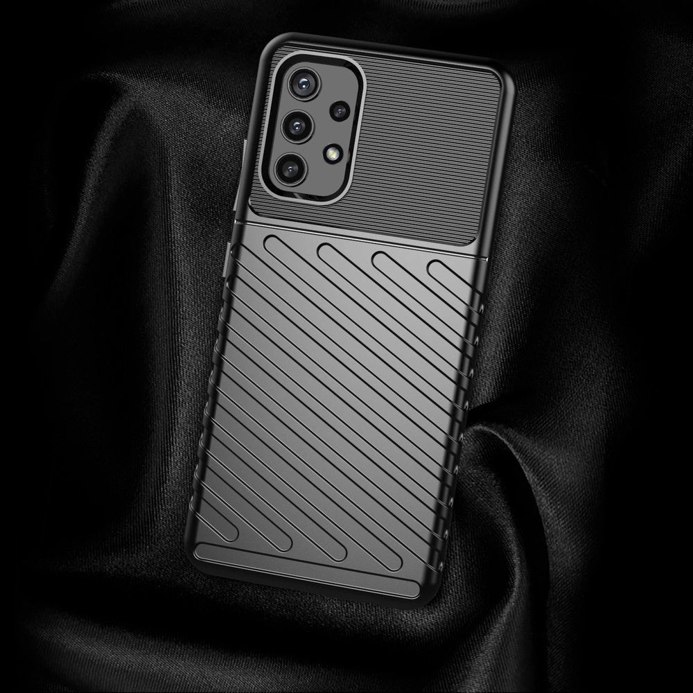 Thunder Case Flexible Tough Rugged Cover TPU Case til Samsung Galaxy A72 4G sort