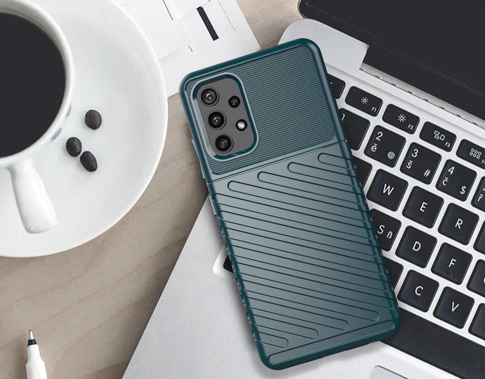 Thunder Case Flexible Tough Rugged Cover TPU Case til Samsung Galaxy A72 4G sort