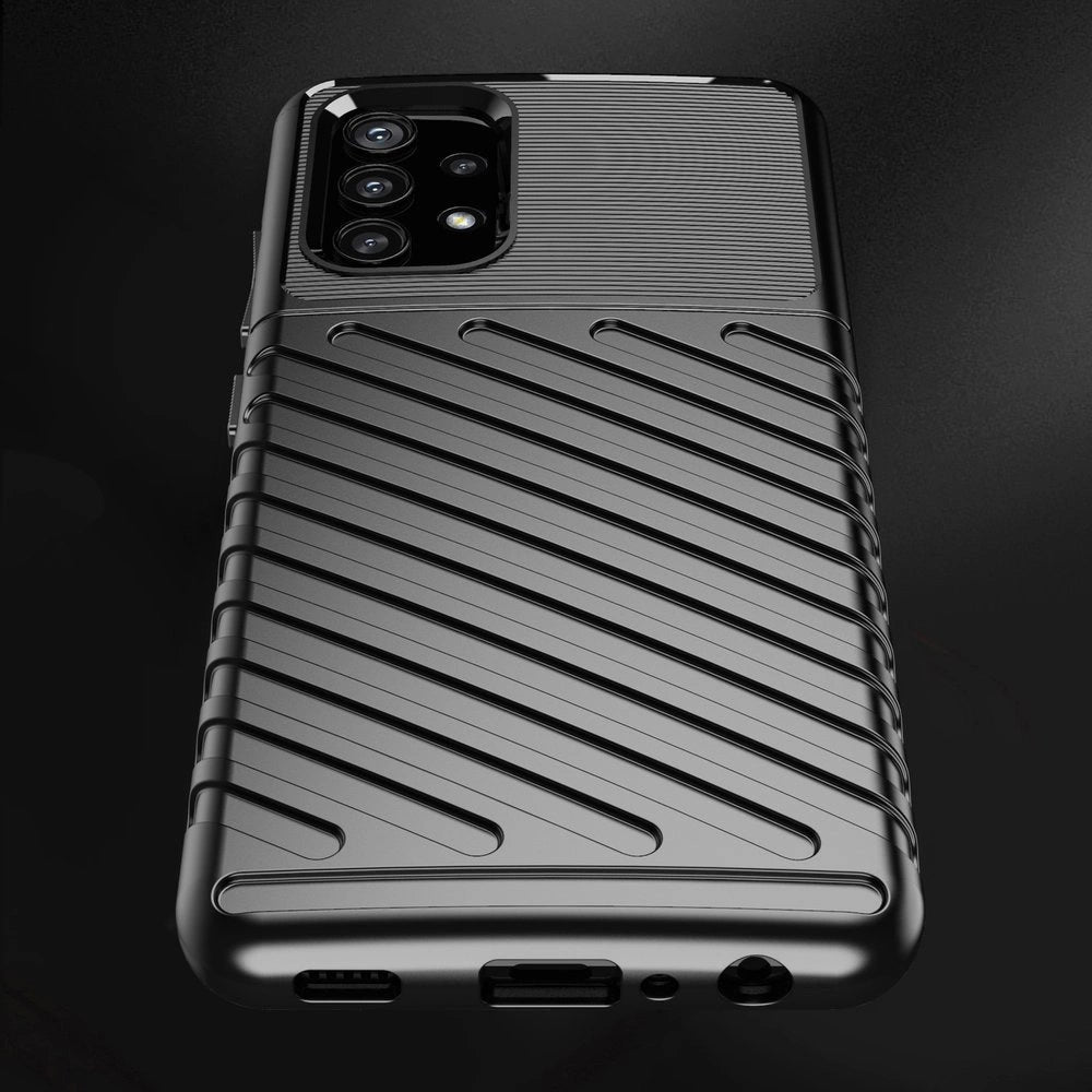 Thunder Case Flexible Tough Rugged Cover TPU Case til Samsung Galaxy A72 4G sort