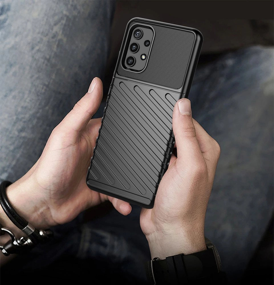 Thunder Case Flexible Tough Rugged Cover TPU Case til Samsung Galaxy A72 4G sort