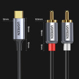 Ugreen lydkabel USB Type C (mand) - 2RCA (mand) 1,5 m grå (20193 CM451)