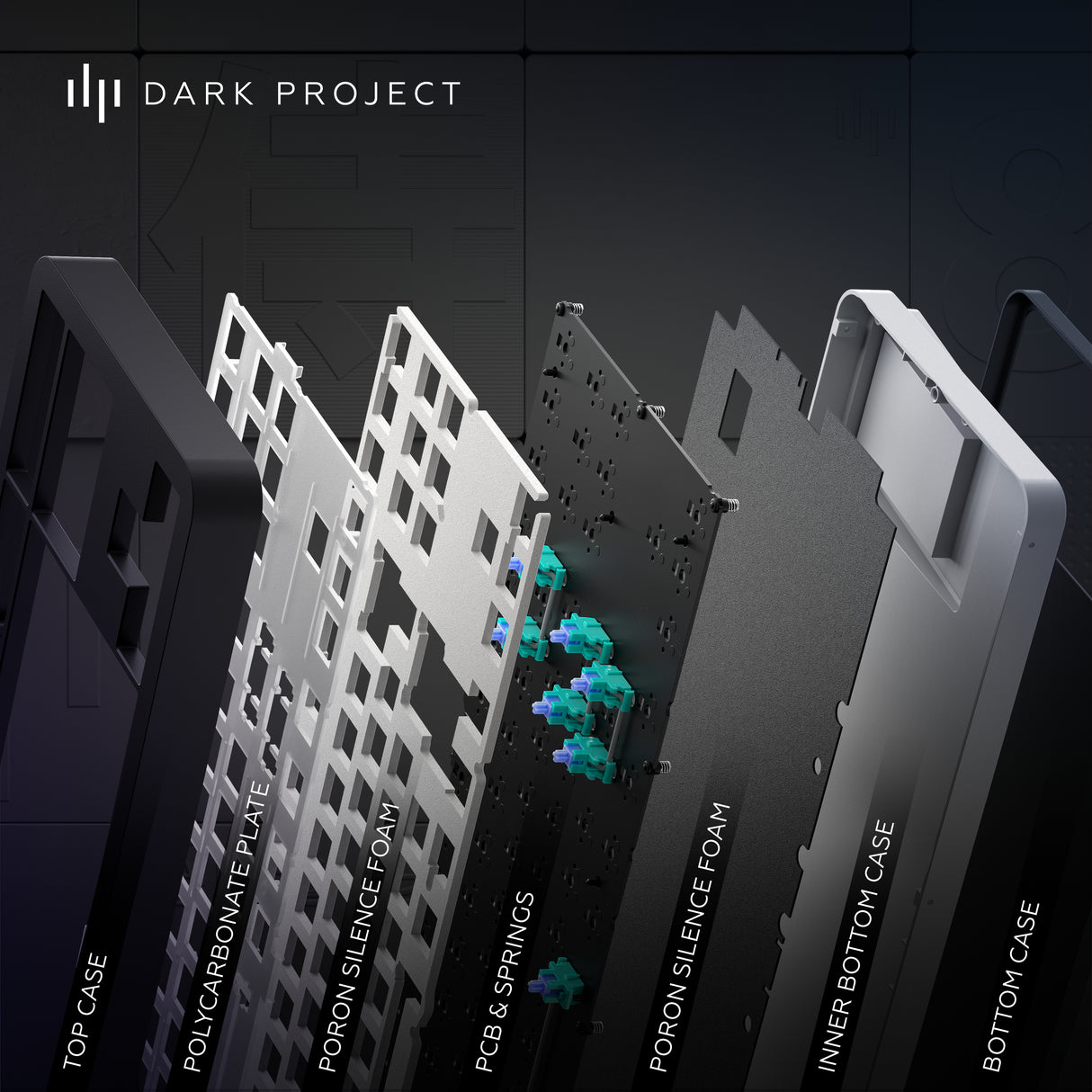 Dark Project Tamsus projektas ALU87B Bushido, G3MS Moonstone Switch, JAV tastatur Hjemme/kontor QWERTY Engelsk
