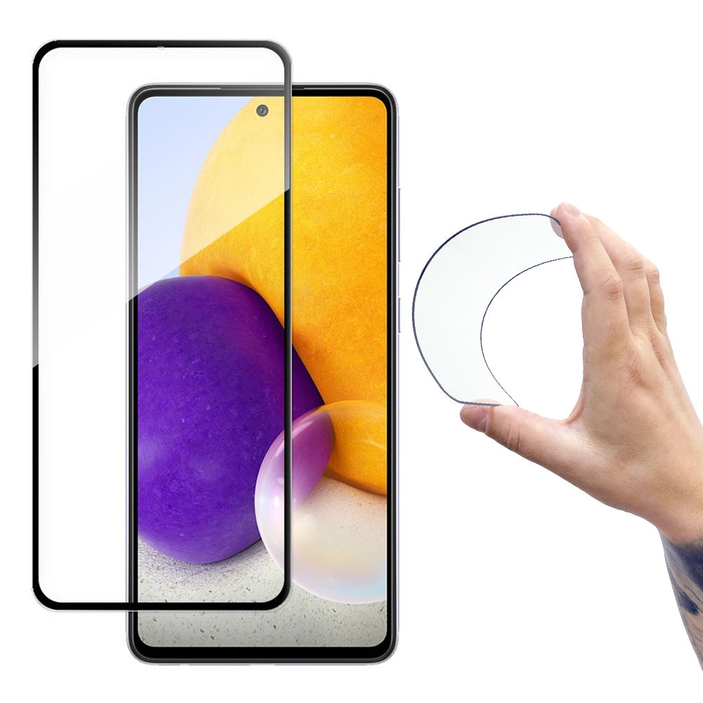 Wozinsky Full Cover Flexi Nano Glass Hybrid Screen Protector med ramme til Samsung Galaxy A72 4G sort