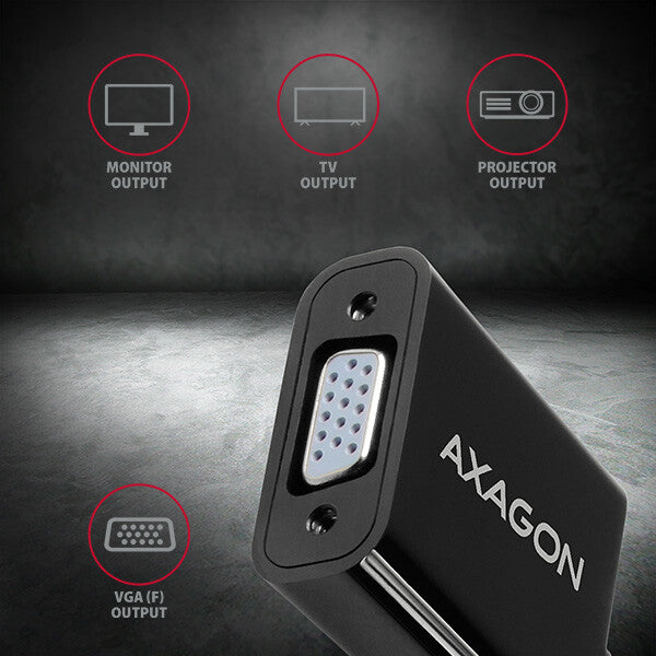 Axagon RVH-VGN videokabel adapter 0,15 m HDMI Type A (Standard) VGA (D-Sub) Sort