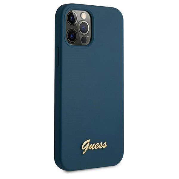 Guess GUHCP12LLSLMGBL iPhone 12 Pro Max 6.7" blå/blå hardcase Metal Logo Script