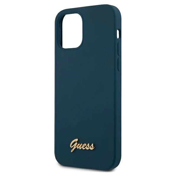 Guess GUHCP12LLSLMGBL iPhone 12 Pro Max 6.7" blå/blå hardcase Metal Logo Script