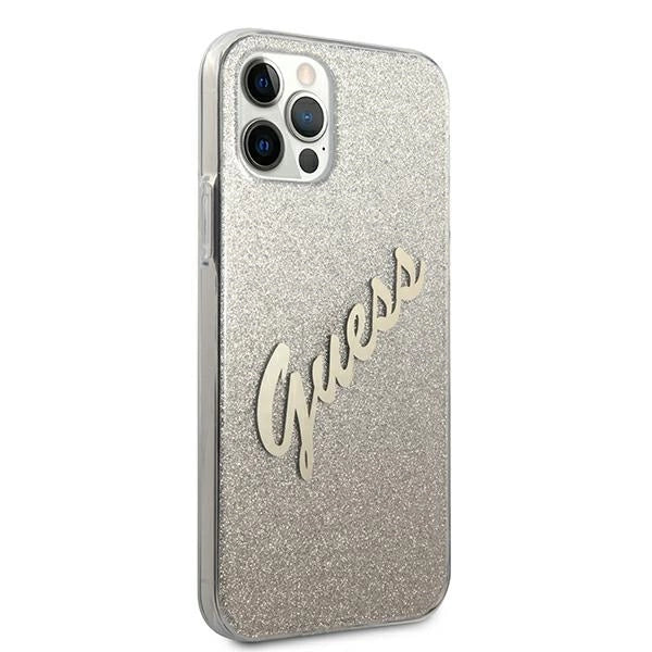 Guess GUHCP12LPCUGLSGO iPhone 12 Pro Max 6.7" guld/guld hardcase Glitter Gradient Script