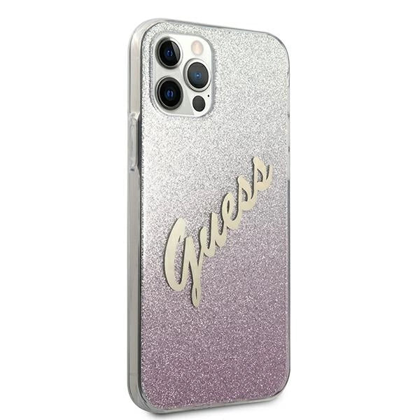 Guess GUHCP12LPCUGLSPI iPhone 12 Pro Max 6.7" pink/pink hardcase Glitter Gradient Script