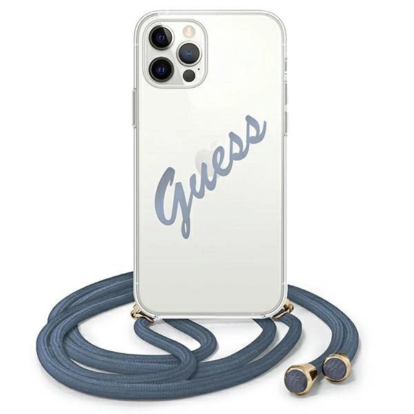 Guess GUHCP12MCRTVSBL iPhone 12/12 Pro 6.1" blå/blå hardcase Script Vintage
