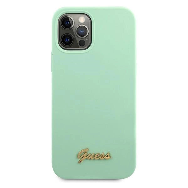 Guess GUHCP12MLSLMGGN iPhone 12/12 Pro 6.1" grøn/grøn hardcase Metal Logo Script