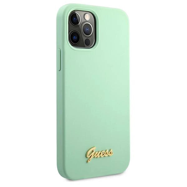 Guess GUHCP12MLSLMGGN iPhone 12/12 Pro 6.1" grøn/grøn hardcase Metal Logo Script