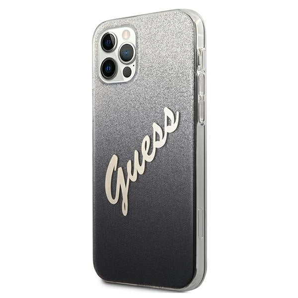Guess GUHCP12MPCUGLSBK iPhone 12/12 Pro 6.1" sort/sort hardcase Glitter Gradient Script