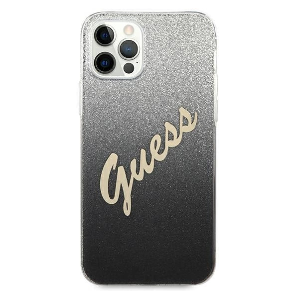 Guess GUHCP12MPCUGLSBK iPhone 12/12 Pro 6.1" sort/sort hardcase Glitter Gradient Script