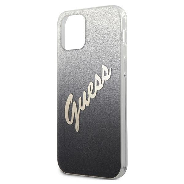 Guess GUHCP12MPCUGLSBK iPhone 12/12 Pro 6.1" sort/sort hardcase Glitter Gradient Script