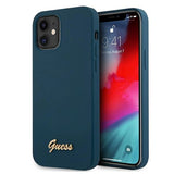 Guess GUHCP12SLSLMGBL iPhone 12 mini 5.4" blå/blå hardcase Metal Logo Script