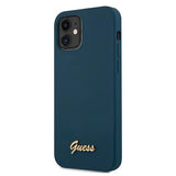 Guess GUHCP12SLSLMGBL iPhone 12 mini 5.4" blå/blå hardcase Metal Logo Script