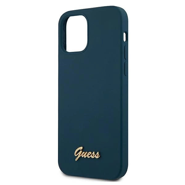 Guess GUHCP12SLSLMGBL iPhone 12 mini 5.4" blå/blå hardcase Metal Logo Script