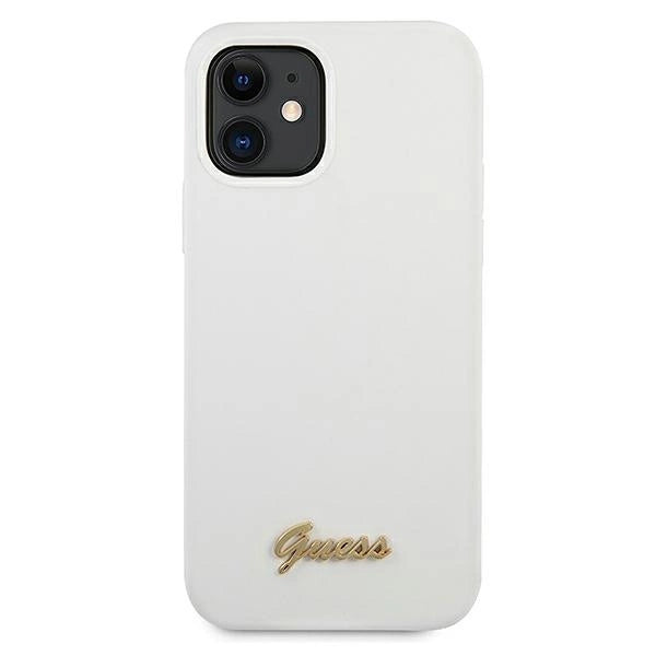 Guess GUHCP12SLSLMGWH iPhone 12 mini 5.4" hvid/hvid hårdkasse Metal Logo Script