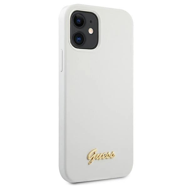 Guess GUHCP12SLSLMGWH iPhone 12 mini 5.4" hvid/hvid hårdkasse Metal Logo Script
