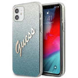 Guess GUHCP12SPCUGLSBL iPhone 12 mini 5.4" blå/blå hardcase Glitter Gradient Script