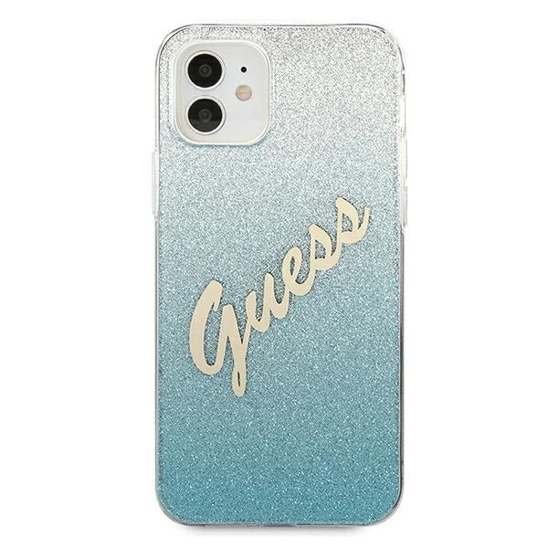 Guess GUHCP12SPCUGLSBL iPhone 12 mini 5.4" blå/blå hardcase Glitter Gradient Script