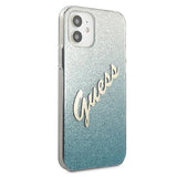 Guess GUHCP12SPCUGLSBL iPhone 12 mini 5.4" blå/blå hardcase Glitter Gradient Script