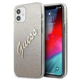 Guess GUHCP12SPCUGLSGO iPhone 12 mini 5.4" guld/guld hardcase Glitter Gradient Script