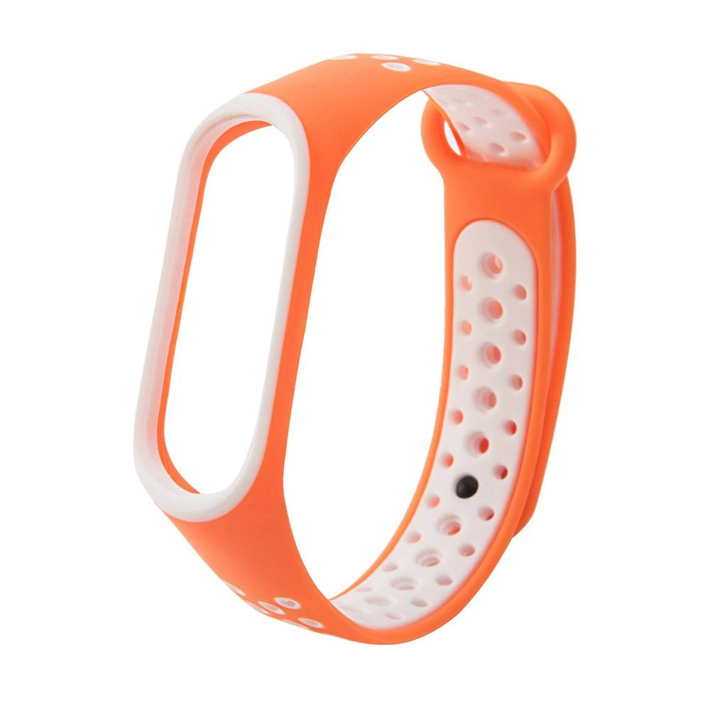 Silicone rem til Xiaomi Mi Band 3 / 4 armbåndsrem - orange - hvid