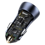Baseus Golden Contactor Pro car charger USB-C / USB-A 40W PD QC 4+ SCP FCP AFC + cable - gray
