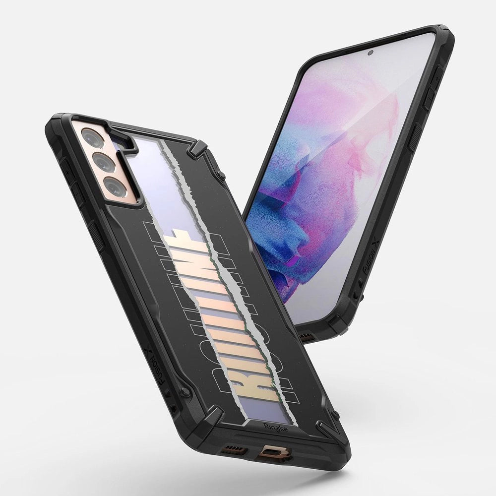 Ringke Fusion X Design holdbar PC-foder med TPU-støjfanger til Samsung Galaxy S21+ 5G (S21 Plus 5G) sort (Routine) (XDSG0054)