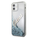 Guess GUHCP12SGLVSBL iPhone 12 mini 5.4" blå/blå hardcase Glitter Vintage Script