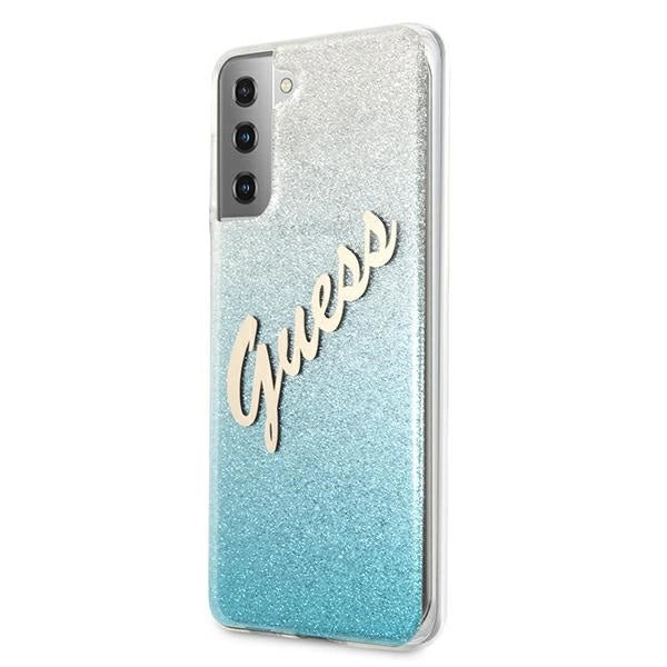 Guess GUHCS21MPCUGLSBL S21+ G996 blå/blå hardcase Glitter Gradient Script