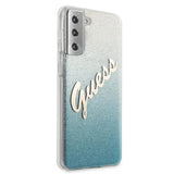 Guess GUHCS21MPCUGLSBL S21+ G996 blå/blå hardcase Glitter Gradient Script