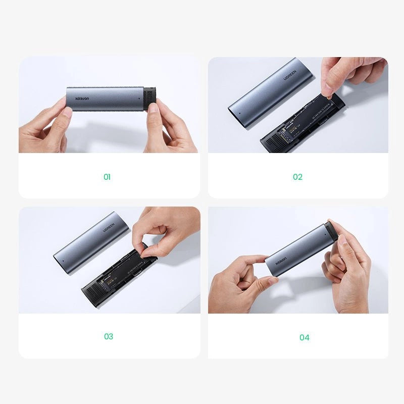Ugreen M.2 SSD bay USB 3.2 Gen 2 drev (SuperSpeed USB 10 Gbps) + USB Type C kabel 0,5m grå (CM400 10902)