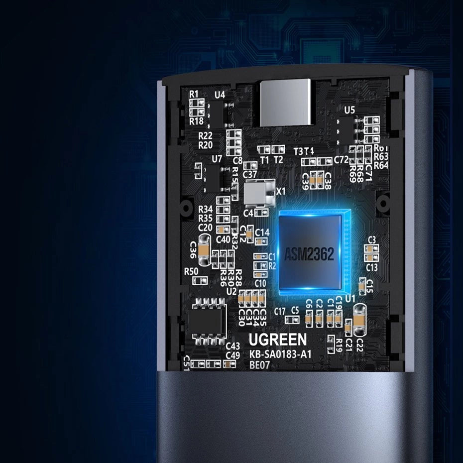 Ugreen M.2 SSD bay USB 3.2 Gen 2 drev (SuperSpeed USB 10 Gbps) + USB Type C kabel 0,5m grå (CM400 10902)