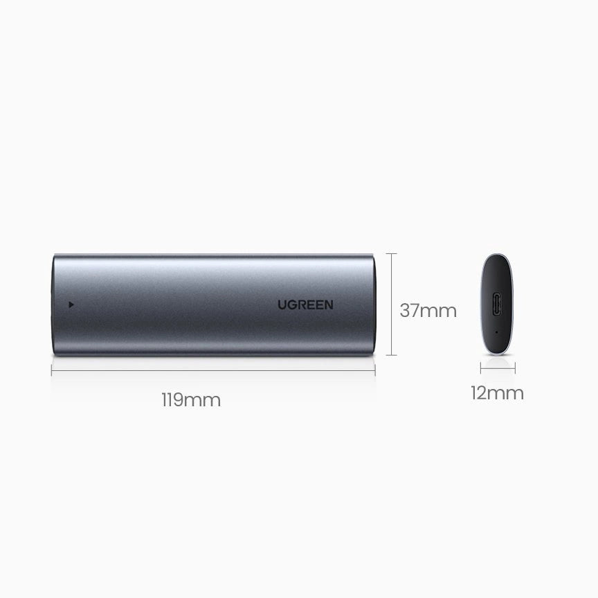Ugreen M.2 SSD bay USB 3.2 Gen 2 drev (SuperSpeed USB 10 Gbps) + USB Type C kabel 0,5m grå (CM400 10902)