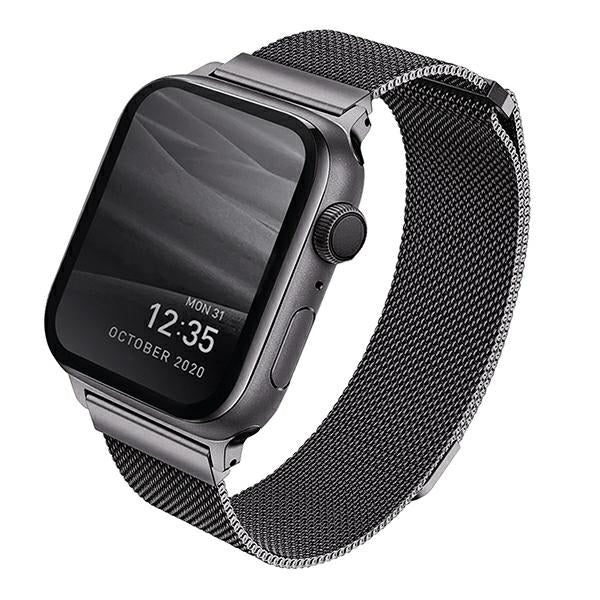 Uniq Dante rustfrit stål rem til Apple Watch 1/2/3/4/5/6/7/8/SE/SE2 38/40/41 mm - grafit