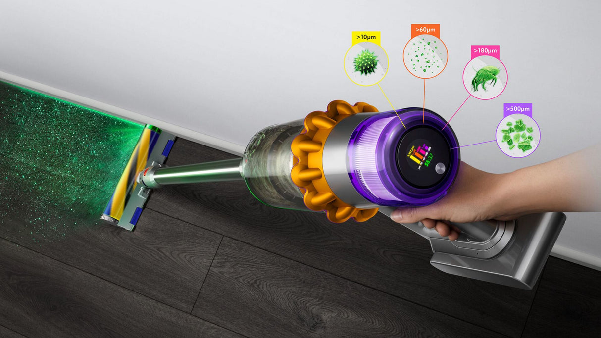 Dyson V15 Detect Absolute 2-i-1 stangstøvsuger Batteri Dry Poseløs 0,76 L 660 W Nikkel, Gul