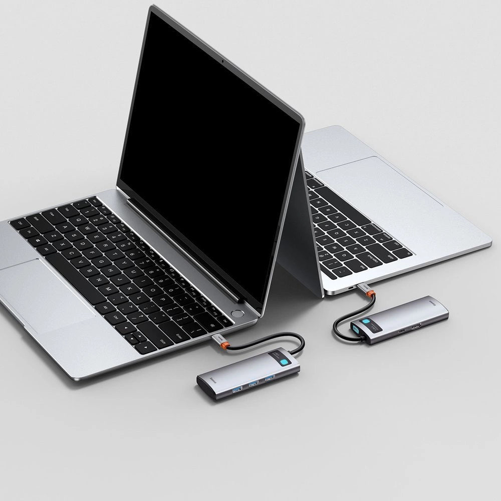 Baseus Metal Gleam Series 5-i-1 multifunktionelle HUB USB Type C - USB Type C Power Delivery 100 W / HDMI 4K 30 Hz / 3x USB 3.2 Gen 1 (CAHUB-CX0G)