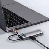 Baseus Metal Gleam Series 5-in-1 Multifunctional HUB USB Type C - USB Type C Power Delivery 100 W / HDMI 4K 30 Hz / 3x USB 3.2 Gen 1 (CAHUB-CX0G)