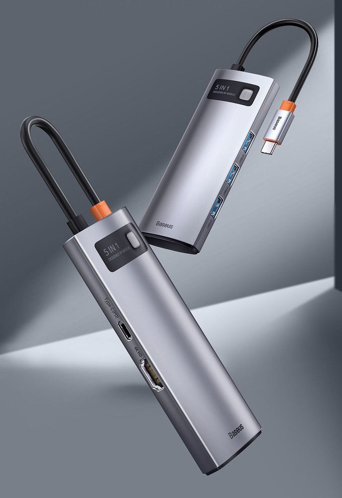 Baseus Metal Gleam Series 5-in-1 Multifunctional HUB USB Type C - USB Type C Power Delivery 100 W / HDMI 4K 30 Hz / 3x USB 3.2 Gen 1 (CAHUB-CX0G)