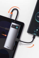 Baseus Metal Gleam Series 5-in-1 Multifunctional HUB USB Type C - USB Type C Power Delivery 100 W / HDMI 4K 30 Hz / 3x USB 3.2 Gen 1 (CAHUB-CX0G)