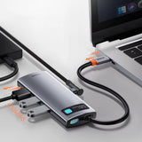 Baseus Metal Gleam Series 5-i-1 multifunktionelle HUB USB Type C - USB Type C Power Delivery 100 W / HDMI 4K 30 Hz / 3x USB 3.2 Gen 1 (CAHUB-CX0G)
