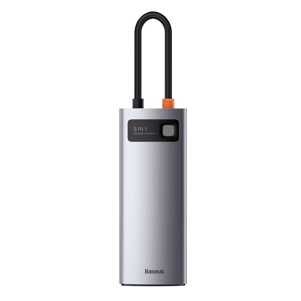 Baseus Metal Gleam Series 5-i-1 multifunktionelle HUB USB Type C - USB Type C Power Delivery 100 W / HDMI 4K 30 Hz / 3x USB 3.2 Gen 1 (CAHUB-CX0G)