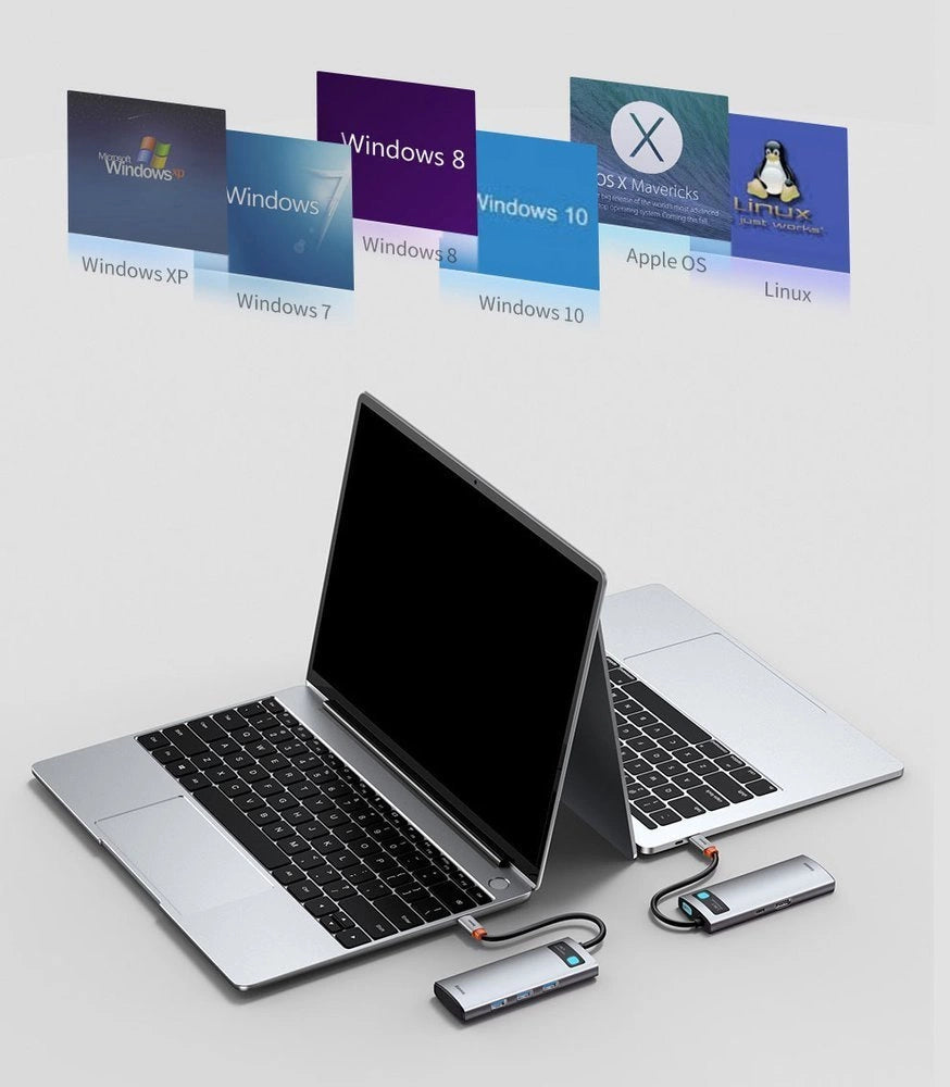 Baseus Metal Gleam Series 5-i-1 multifunktionelle HUB USB Type C - USB Type C Power Delivery 100 W / HDMI 4K 30 Hz / 3x USB 3.2 Gen 1 (CAHUB-CX0G)