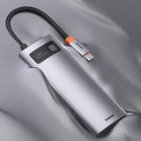 Baseus Metal Gleam Series 5-in-1 Multifunctional HUB USB Type C - USB Type C Power Delivery 100 W / HDMI 4K 30 Hz / 3x USB 3.2 Gen 1 (CAHUB-CX0G)