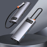 Baseus Metal Gleam 6-in-1 USB-C - USB-C PD 100W HUB 1x HDMI 4K 30Hz 3x USB-A 3.2 1x RJ45 - gray